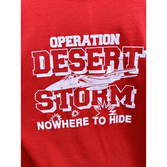 Vintage 90s Operation Desert Storm No Where To Hide T-shirt Single Stitch XL - Picture 3 of 6